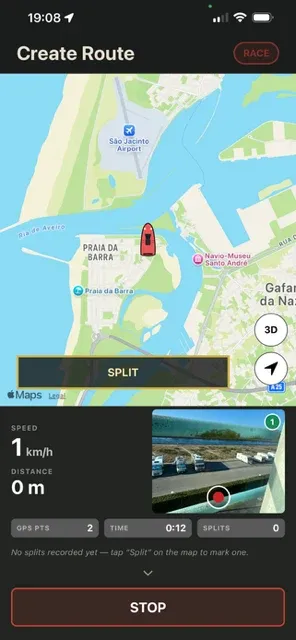 Legend Maps — recording a route with live speed, distance and splits