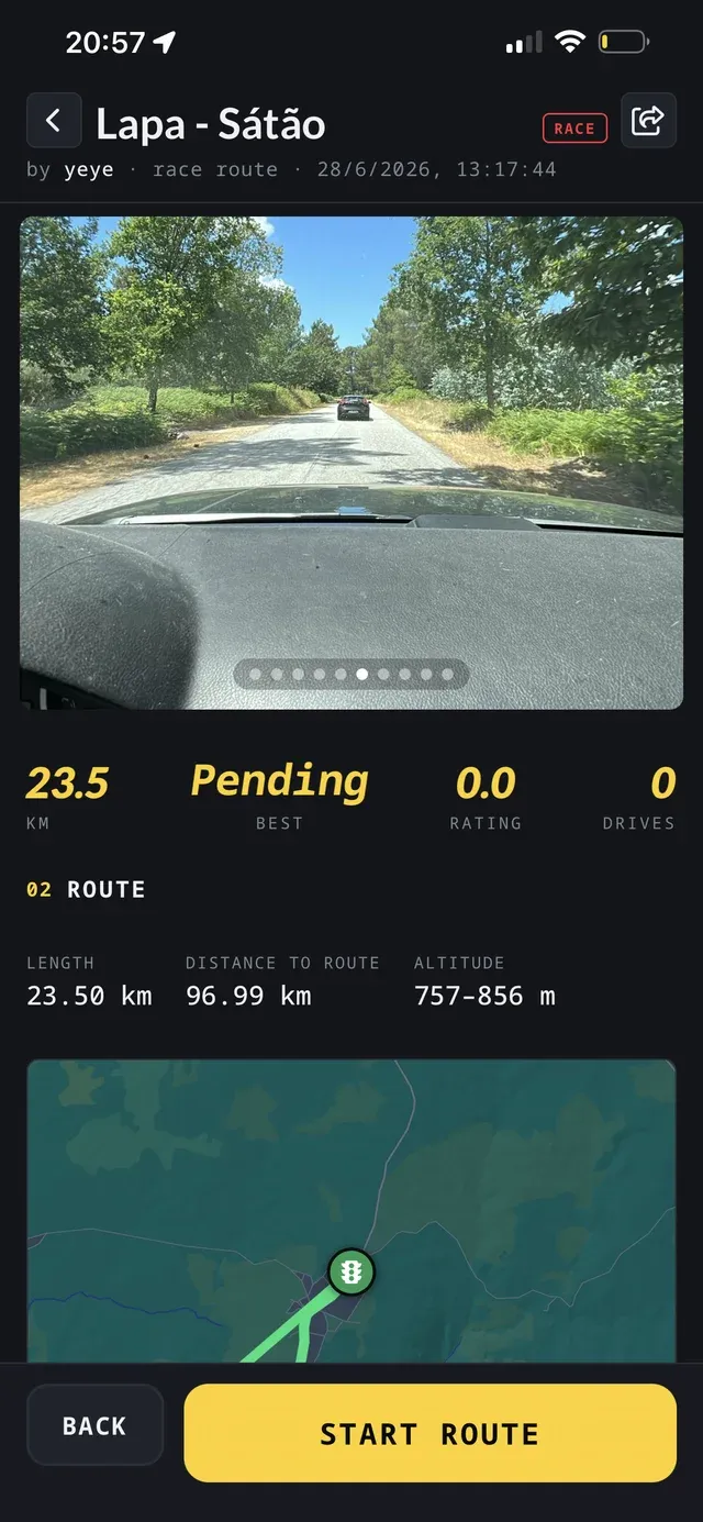 Legend Maps route detail โ preview photos, length, altitude and splits